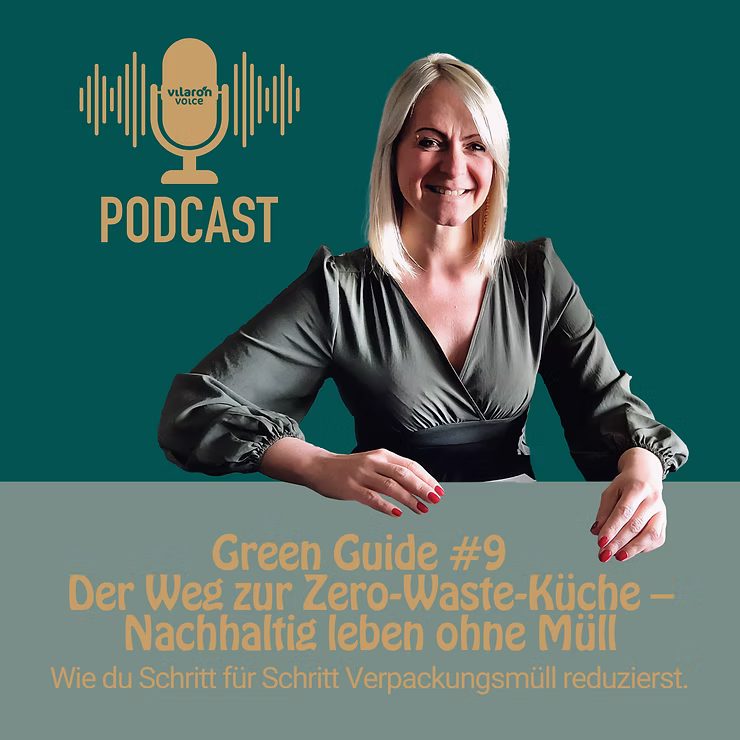 Grafik mit dem Titel „Der Weg zur Zero-Waste-Küche" zum Blogbeitrag von Mandy Hindenburg über Verpackungsmüll, Mehrweg und Resteverwertung