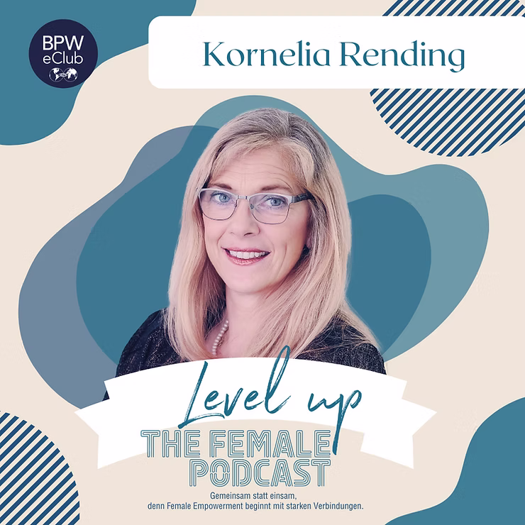 Grafik mit dem Titel „Wenn Finanzen auf Haltung treffen" zum Podcastbeitrag von Mandy Hindenburg mit der Finanzberaterin Kornelia Rending